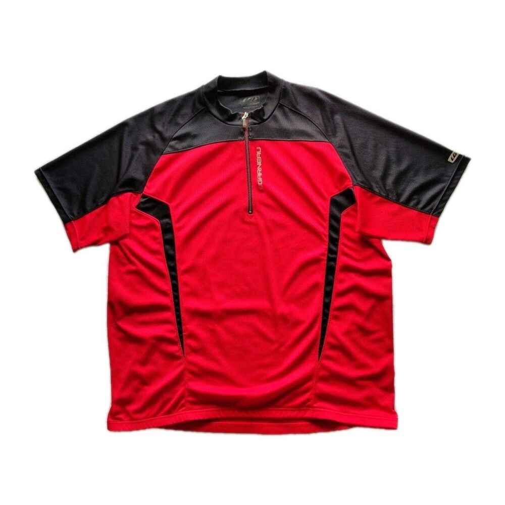 Louis Garneau Cycling Mens 3X Jersey Red Black 1/4 Zip Pockets Aero Technical